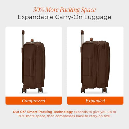 Briggs & Riley Baseline Global 21 Inch Softside Carry-On Spinner, Chocolate - color: Chocolate, size: 21" Carry-On