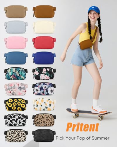 Pritent Fanny Packs for Women Crossbody Belt Bag With Zipper Back Pocket - color: Brown, size: Small