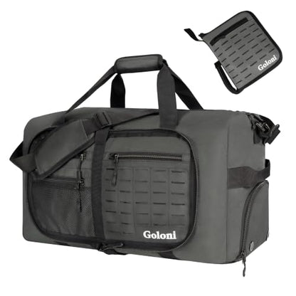Goloni 65L Foldable Duffle Bag for Travel, Large Durable Travel Duffel Bag - color: Grey