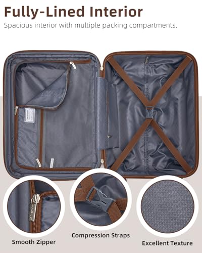 LARVENDER Expandable Carry on Luggage 20inch Suitcase with Wheels, Maple - color: Maple, size: 3 Piece Set (20/DB/TB)