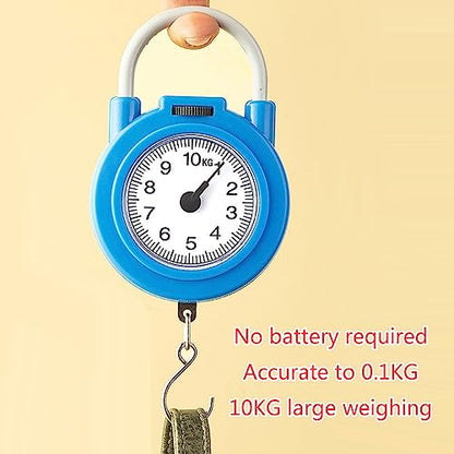 10kg Portable Mechanical Scale Hanging/Fish/Luggages/Kitchen Scale Hanging Hook Multi-Purpose for Household Travel Food - color: Yellow