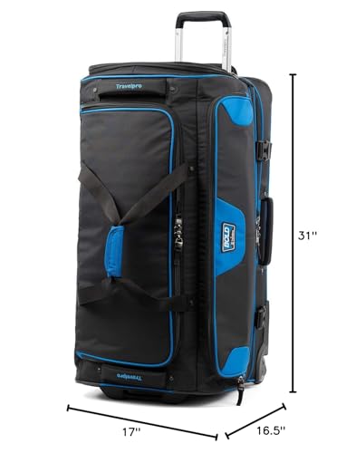 Travelpro Bold Drop-Bottom Wheeled Duffel Bag, Blue/Black, 30-Inch - color: Blue/Black