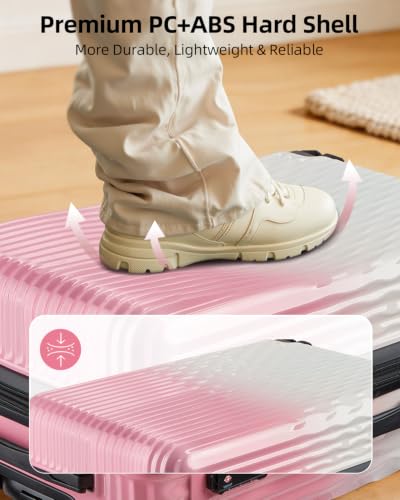 Checked Luggage, 24 Inch Expandable with Spinner Wheels, TSA Lock, Lightweight Travel Suitcase with Large Capacity - color: Blush Cloud, size: 24inch
