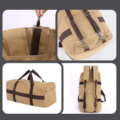 Large Canva Travel Duffle Bag Heavy Duty - color: Khaki