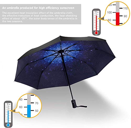 SY COMPACT Travel Umbrella - Windproof Automatic Compact Umbrellas for Rain - color: UPF-Starry sky blue