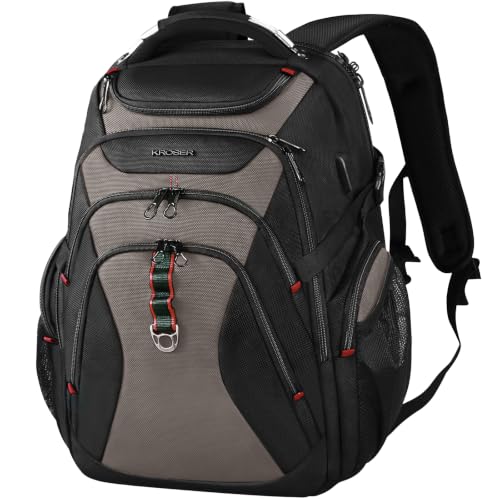 KROSER Laptop Backpack 17.3 Inch Computer Backpack for Men/Women/College - color: Black/Light Browm, size: 17.3 inch