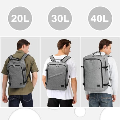 Kono Travel Backpack Airline Approved Overhead Bin Personal Item Bag - color: Grey, size: Medium