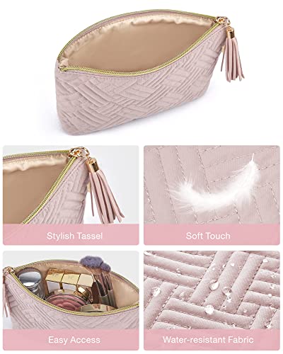 BAGSMART Small Makeup Bag with Tassel, Soft Cosmetic Pouch 8.7" - color: 03-Camel-1 pcs