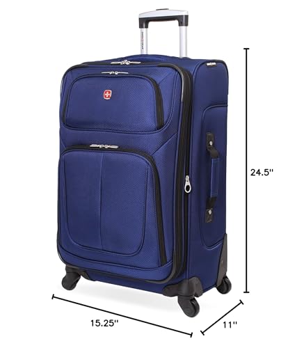 SWISSGEAR Sion Softside Expandable Spinner Luggage Durable Lightweight Travel Suitcase, Blue, Checked-Medium - color: Blue, size: Checked-Medium 25-Inch