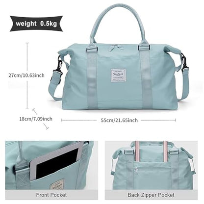 Travel Duffel Bag, Carry On Overnight Weekender Bags for Women - color: A1-Turquoise, style: Travel Bag