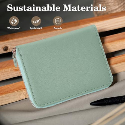 CoBak Passport Holder Cover with Safe Zipper Closure - color: Agave Green