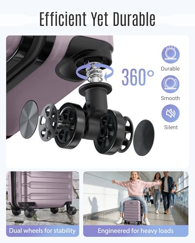 LIGHT FLIGHT Carry On Luggage 22x14x9 Airline Approved Suitcase,Rose Purple - color: Rose Purple