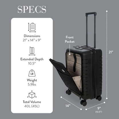 Bric's B|Y Ulisse Carry-On Luggage with Spinner Wheels – Airline Approved Hard Shell Suitcase, TSA Combination Lock & USB Port - Removeable Wash Bag Included - 21 Inch with Front Pocket, Black - color: Black, size: Carry-on with front pocket