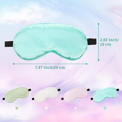 BBTO 4 Pack Silk Sleep Eye Mask, Light Green, Emerald, Silver, Light Pink - color: Light Green, Emerald, Silver, Light Pink