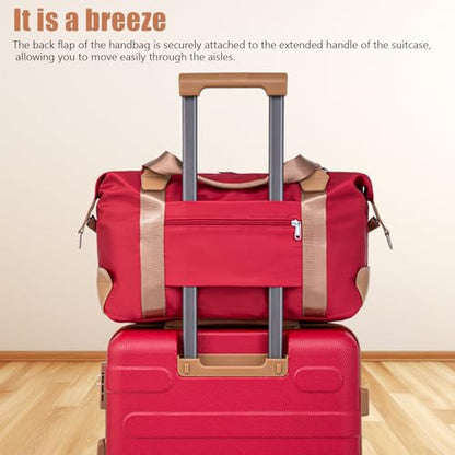 Cobens Luggage Sets 5 Piece, Suitcase with Wheels, 20/24/28inch, Red - color: Red