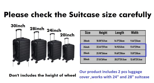 2PCS Clear PVC Suitcase Cover Protectors Transparent Luggage Cover Waterproof Wheeled Suitcase Dust Cover Dustproof Travel Luggage Sleeve Protector (24“+28”) - size: 24“+28”