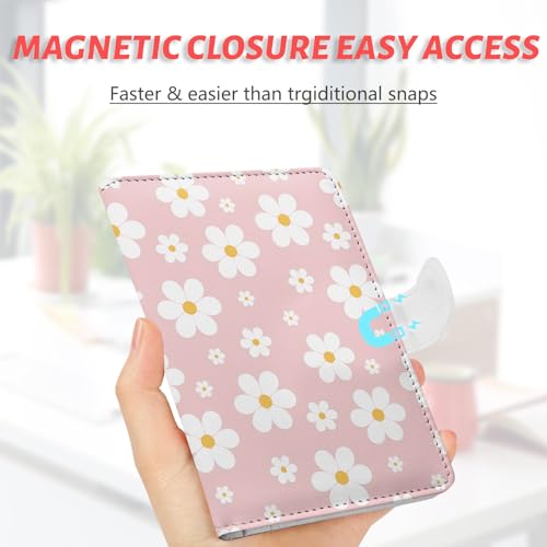 Passport Holder, Cute Travel Wallet Cover with RFID Blocking,flower | PU leather travel wallet with magnetic closure, card slots, pen loop, and easy access for passports and essentials. - color: L-Ditsy