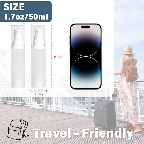 1.7oz/50ml Airless Pump Bottle | TSA Approved Travel Size Bottles - size: 1.7oz/50ml-(Pack of 3) & Lotion Bottle