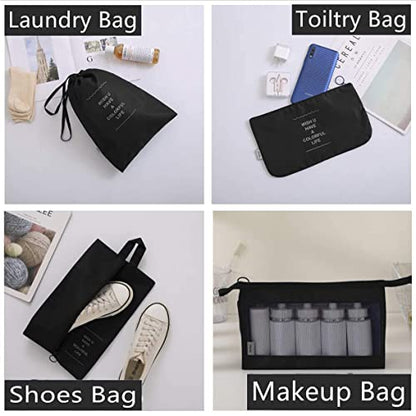 Luggage Packing Organizers Packing Cubes Set for Travel (black) - color: black 8pc