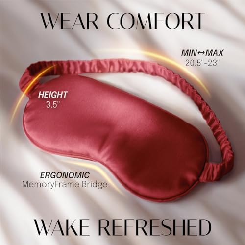 OLESILK 100% Mulberry Silk Sleep Mask for Women - Zero-Pressure Blackout - color: Burgundy