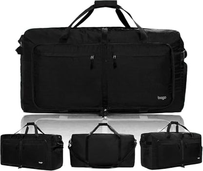 Bago Travel Duffle Bag for Women & Men. Extra Large Foldable Duffel Bags - color: All Black, size: 140L