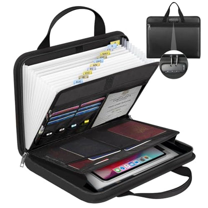 onvvippiv File Organizer Fireproof Expanding with Lock Zipper - color: Black - With Lock, style: Classic