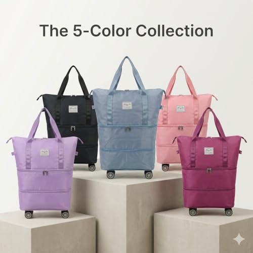 360° Spinner Wheel Duffel Bag, Rose Red - color: Rose Red
