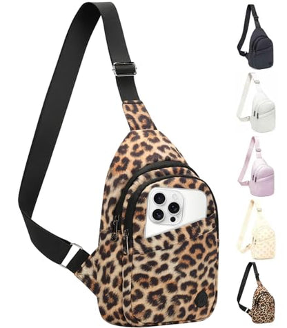 MAXTOP Crossbody Bags for Women Lightweight Sling Chest Bag Fanny Packs for Travel Casual Outdoors Leopard Brown - color: Leopard Brown, style: Crossbody Bag