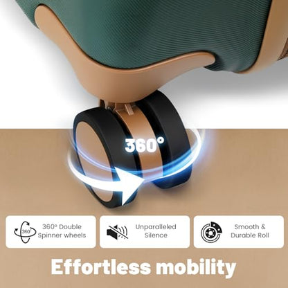 5 Piece Luggage Sets, Suitcases with Wheels ABS Hardshell Carry-On for Family and Business Travel | TSA Lock, 360° Silent Spinner Wheels(20/24/28/DB/TB Green) - color: Dark Green, size: 5 Piece Set (20/24/28/DB/TB)