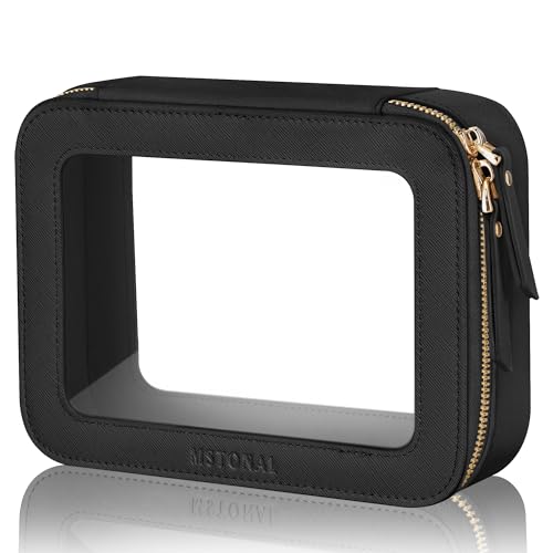 Clear Makeup Bag, Cosmetic Make Up Pouch with Zipper,Medium Black - color: Black, size: Medium
