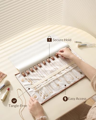 Lolalet Travel Necklace Organizer, Foldable Jewelry Case, Caramel, 12 Slots - color: Caramel, size: Medium, 12 Slots