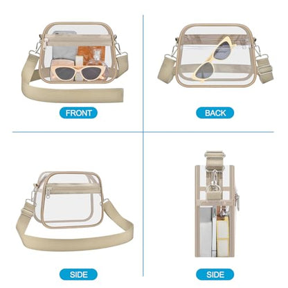 Clear Bag for Stadium Events Stadium Approved Women's Top-Handle Handbags - color: Light Khaki, size: Small
