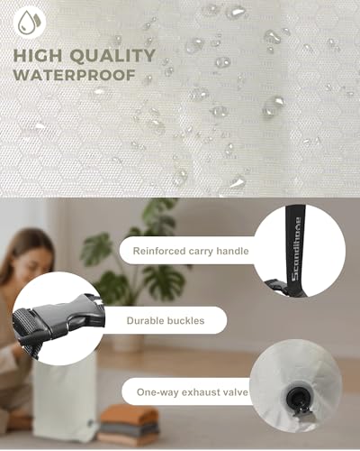 Travel Laundry Bags, Pump-Free Compression Dirty Clothes Bag - color: White, size: 23" L × 17" W × 6.5" H