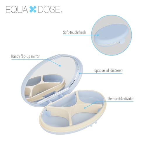 Equadose Oval Compact Pill Case, Portable Organizer with Mirror, Blue - color: Oval/Blue