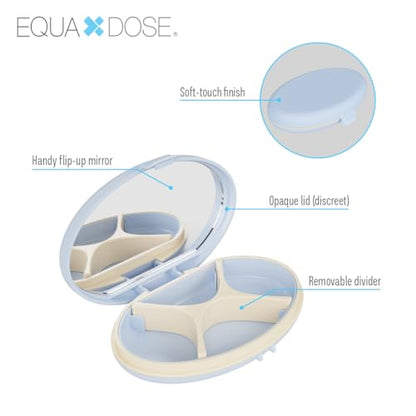 Equadose Oval Compact Pill Case, Portable Organizer with Mirror, Blue - color: Oval/Blue
