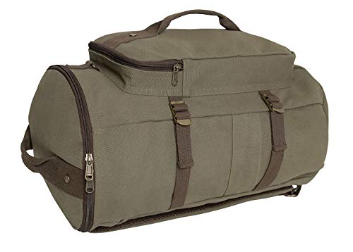 Rothco Convertible Canvas Duffle Backpack – Outdoor Camping Weekend Travel Bag 30L - color: Olive Drab