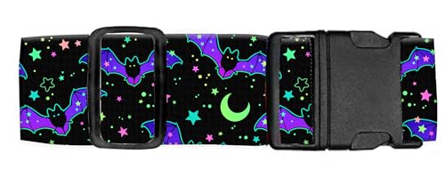 Luggage Straps for Suitcases Travel Belt Accessories, Cute Suitcase Strap, Adjustable Luggage Belt Strap, Heavy Duty with Quick-Release Buckle Luggage Strap Bats Stars - color: Bats Stars