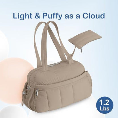 TOPDesign Travel Duffel Bag, Puffy Carry On Overnight, Gym Bag w/Wet Pocket - color: Camel