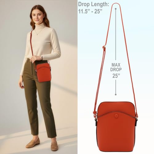 Solene Small Crossbody Bag with Gold Hardware, Mini Shoulder Purse with Adjustable Strap - color: Burnt Orange