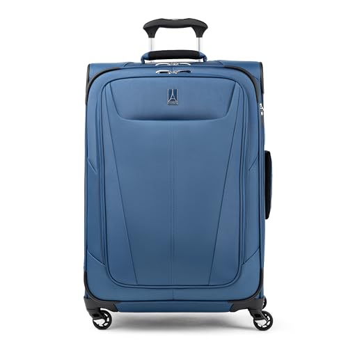 Travelpro Maxlite 5 Softside Checked Luggage Spinner, Blue, 25-Inch - color: Ensign Blue, size: Checked-Medium 25-Inch