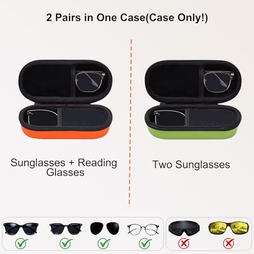 L LTGEM Hard Double Eyeglass Case, Travel Sunglasses Storage Case for Men Women,Includes Cleaning Cloth and Screwdriver - color: Blue