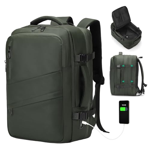 Travel Backpack,Expandable Carry on Daypack Personal Item Bag - color: Green