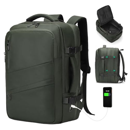 Travel Backpack,Expandable Carry on Daypack Personal Item Bag - color: Green