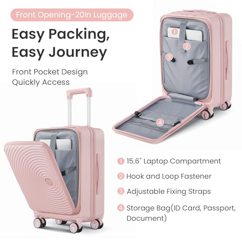 TRAVELEO 3 Piece Luggage Set, 20/24/28, Pink - color: Pink#E, size: 3 Piece Set