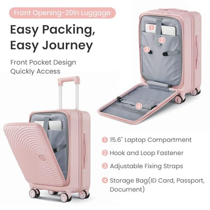 TRAVELEO 3 Piece Luggage Set, 20/24/28, Pink - color: Pink#E, size: 3 Piece Set
