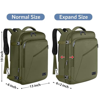 MATEIN Expandable Air Travel Backpack, Light Weight Carry on Backpack - color: Olive Green, size: X-Large
