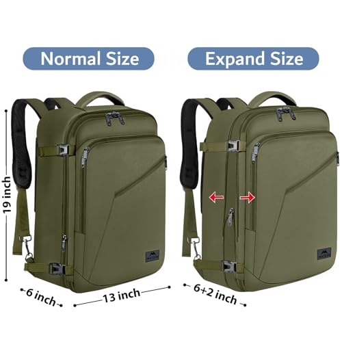 MATEIN Expandable Air Travel Backpack, Light Weight Carry on Backpack - color: Olive Green, size: X-Large