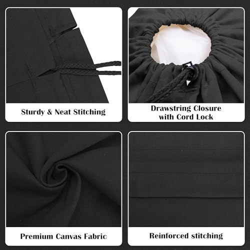 Canvas Laundry Bacakpack with Shoulder Strap Drawstring, Black 23"W x 29"H - color: Black