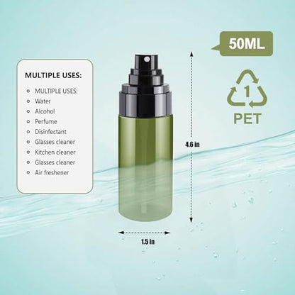 3PCS 50ml Mini Spray Bottles for Travel – Refillable Small Spray Bottle Set with Fine Mist Spray Bottles for Facial Mist, Toners, Perfume - color: Green - 1.7oz