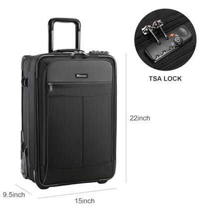 22 Inch Rolling Garment Bag with Wheels, TSA Lock for Travel - color: Jet Black